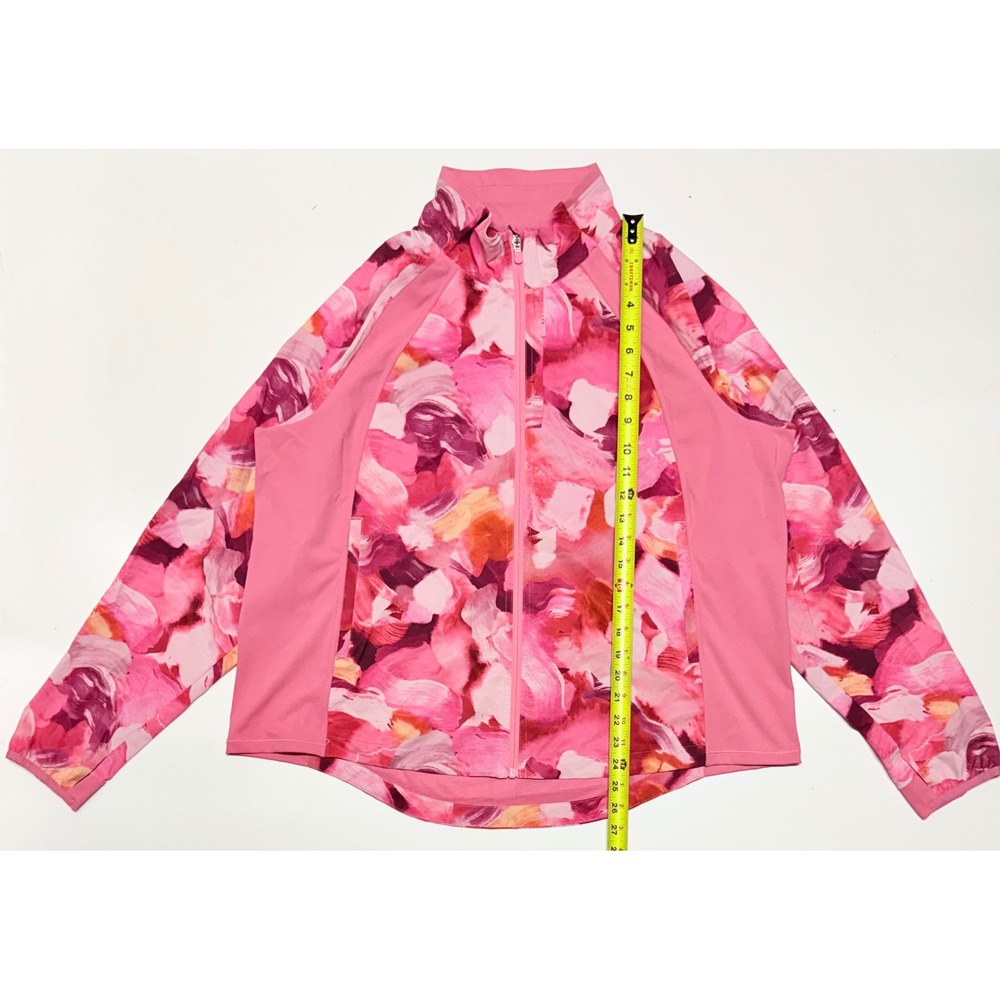 Athleta Run With It Printed Jacket Pink Floral Full Zip Mock Neck Womens 1X